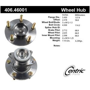 Centric Premium™ Wheel Bearing And Hub Assembly for 2012 Mitsubishi Eclipse - 406.46001
