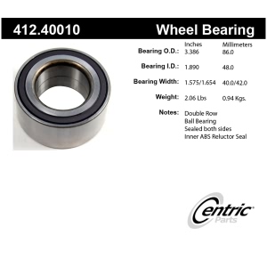 Centric Premium™ Front Passenger Side Double Row Wheel Bearing for Land Rover Range Rover Evoque - 412.40010