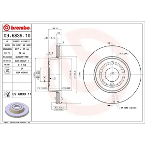 brembo UV Coated Series Vented Front Brake Rotor for 1997 Land Rover Range Rover - 09.6839.11