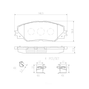 brembo Premium Ceramic Front Disc Brake Pads for 2018 Toyota Mirai - P83071N