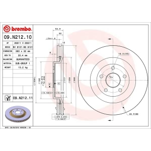 brembo UV Coated Series Front Brake Rotor for 2010 Jeep Grand Cherokee - 09.N212.11