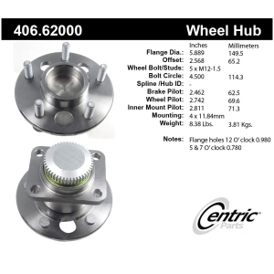 Centric Premium™ Rear Passenger Side Non-Driven Wheel Bearing and Hub Assembly for 1988 Cadillac DeVille - 406.62000