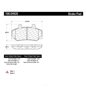 Centric Formula 100 Series™ OEM Brake Pads for 1986 Volvo 740 - 100.04920