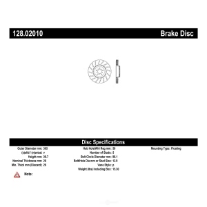 Centric Premium™ OE Style Drilled Brake Rotor for Alfa Romeo 4C - 128.02010