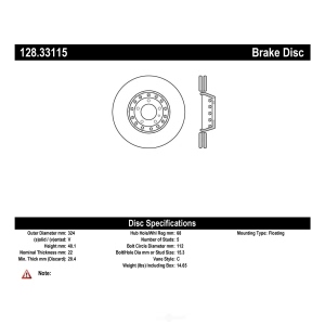 Centric Premium™ OE Style Drilled Brake Rotor for Audi RS4 - 128.33115
