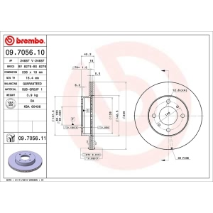 brembo UV Coated Series Front Brake Rotor for 1993 Dodge Colt - 09.7056.11