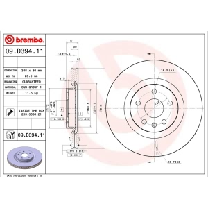brembo UV Coated Series Vented Front Brake Rotor for 2014 Cadillac CTS - 09.D394.11