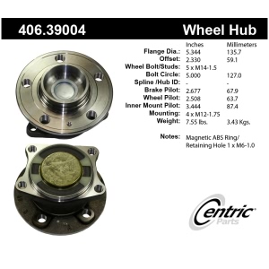 Centric Premium™ Rear Passenger Side Non-Driven Wheel Bearing and Hub Assembly for Volvo XC90 - 406.39004