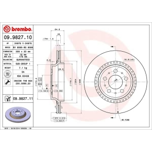 brembo UV Coated Series Vented Rear Brake Rotor for Volvo XC90 - 09.9827.11