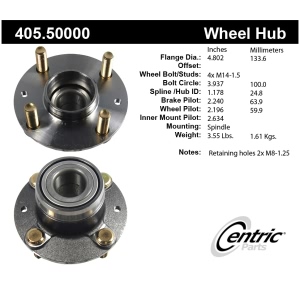 Centric Premium™ Rear Driver Side Non-Driven Wheel Bearing and Hub Assembly for Kia Spectra - 405.50000