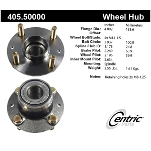 Centric Premium™ Rear Driver Side Non-Driven Wheel Bearing and Hub Assembly for 1994 Kia Sephia - 405.50000