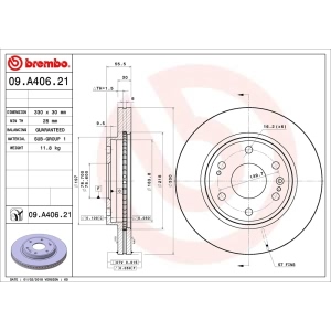 brembo UV Coated Series Front Brake Rotor for 2017 Cadillac Escalade ESV - 09.A406.21