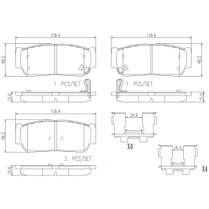 brembo Premium Ceramic Rear Disc Brake Pads for Hyundai Entourage - P30049N