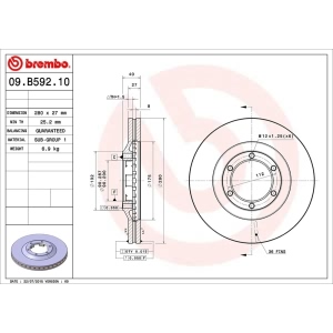 brembo OE Replacement Front Brake Rotor for Isuzu i-350 - 09.B592.10