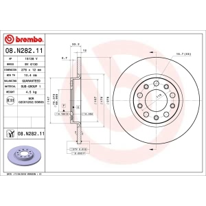 brembo UV Coated Series Rear Brake Rotor for 2015 Chrysler 200 - 08.N282.11