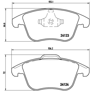 brembo Premium Low-Met OE Equivalent Front Brake Pads for Land Rover LR2 - P24076