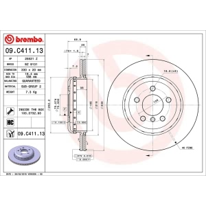 brembo OE Replacement Rear Brake Rotor for BMW ActiveHybrid 5 - 09.C411.13