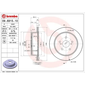 brembo OE Replacement Vented Rear Brake Rotor for 1994 Toyota Previa - 09.6915.10