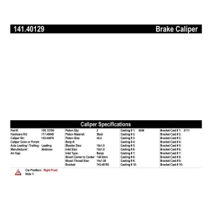 Centric Semi-Loaded Brake Caliper for 2017 Acura RLX - 141.40129