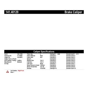 Centric Semi-Loaded Brake Caliper for Acura RLX - 141.40129
