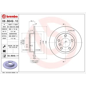 brembo UV Coated Series Solid Rear Brake Rotor for Mini Cooper Paceman - 08.B649.11