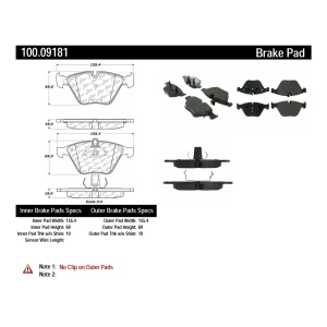 Centric Formula 100 Series™ OEM Brake Pads for 2007 BMW 335xi - 100.09181