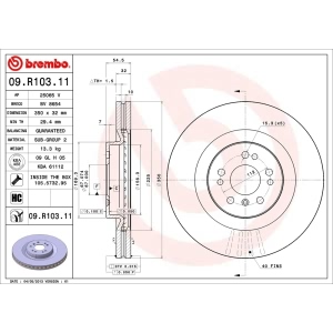 brembo UV Coated Series Vented Front Brake Rotor for Mercedes-Benz GL320 - 09.R103.11