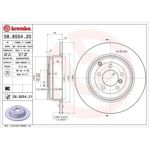 brembo UV Coated Series Solid Rear Brake Rotor for 2005 Land Rover Range Rover - 08.8554.21