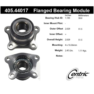 Centric Premium™ Wheel Bearing for 1996 Toyota Celica - 405.44017