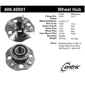 Centric Premium™ Rear Driver Side Non-Driven Wheel Bearing and Hub Assembly for 1997 Honda Accord - 406.40001