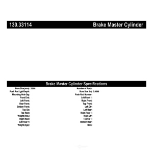 Centric Premium™ Brake Master Cylinder for Audi S6 - 130.33114