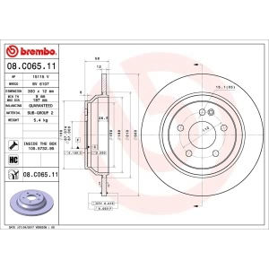 brembo UV Coated Series Rear Brake Rotor for 2016 Mercedes-Benz Metris - 08.C065.11