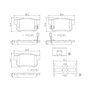 brembo Premium Ceramic Rear Disc Brake Pads for 1995 Honda Odyssey - P28039N