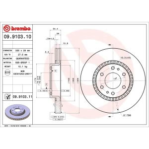 brembo UV Coated Series Vented Front Brake Rotor for 2005 Isuzu Ascender - 09.9103.11