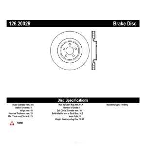 Centric SportStop Slotted 1-Piece Rear Driver Side Brake Rotor for 2014 Jaguar XK - 126.20028