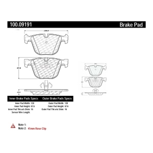 Centric Formula 100 Series™ OEM Brake Pads for BMW 740Ld xDrive - 100.09191
