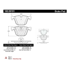 Centric Formula 100 Series™ OEM Brake Pads for 2014 BMW 750Li - 100.09191