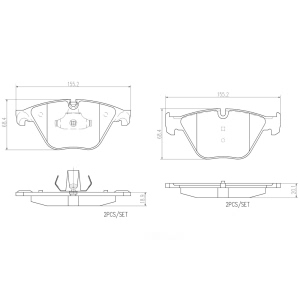 brembo Premium Ceramic Front Disc Brake Pads for BMW 640i xDrive Gran Coupe - P06074N