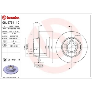 brembo UV Coated Series Rear Brake Rotor for 2004 Audi A6 Quattro - 08.9751.11