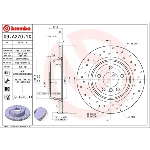 brembo Premium Xtra Cross Drilled UV Coated 1-Piece Rear Brake Rotors for 2011 BMW 335i - 09.A270.1X