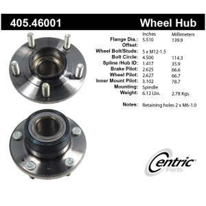 Centric Premium™ Wheel Bearing And Hub Assembly for 1991 Dodge Stealth - 405.46001
