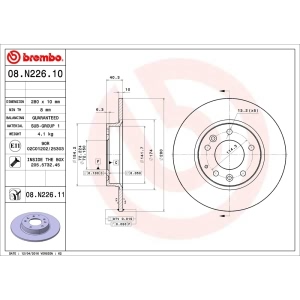 brembo UV Coated Series Solid Rear Brake Rotor for 2008 Mercury Milan - 08.N226.11