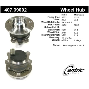 Centric Premium™ Wheel Bearing And Hub Assembly for Volvo XC60 - 407.39002