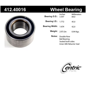 Centric Premium™ Front Passenger Side Double Row Wheel Bearing for 2010 Honda Element - 412.40016