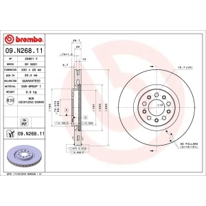 brembo UV Coated Series Front Brake Rotor for 2017 Chrysler 200 - 09.N268.11