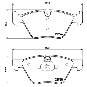 brembo Premium Low-Met OE Equivalent Front Brake Pads for BMW 325xi - P06036