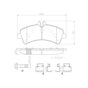 brembo Premium Ceramic Rear Disc Brake Pads for 2008 Dodge Sprinter 3500 - P50060N