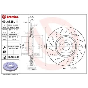 brembo UV Coated Series Drilled Vented Front Brake Rotor for 2009 Mercedes-Benz E350 - 09.A828.11