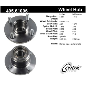 Centric Premium™ Rear Passenger Side Non-Driven Wheel Bearing and Hub Assembly for 2007 Ford Focus - 405.61006