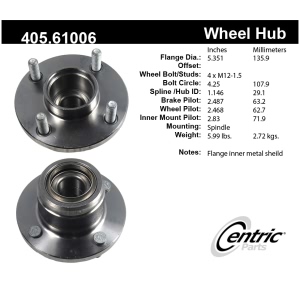 Centric Premium™ Rear Passenger Side Non-Driven Wheel Bearing and Hub Assembly for 2005 Ford Focus - 405.61006